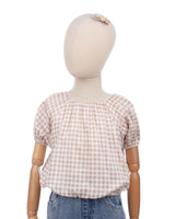 Chirpy Puffy Blouse in Gingham Choco