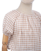 Chirpy Puffy Blouse in Gingham Choco
