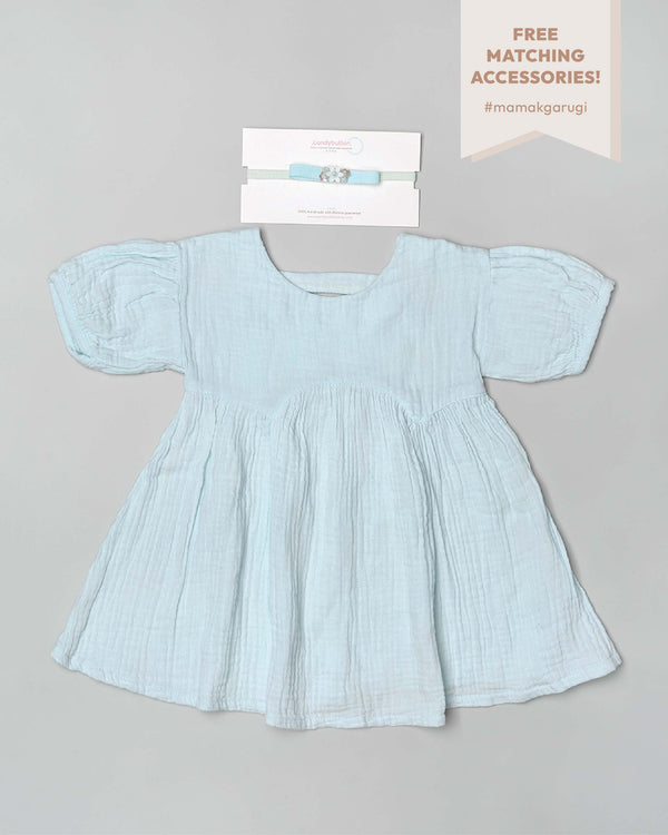 Baby Bridgeton Puffy Dress in Blue Mint