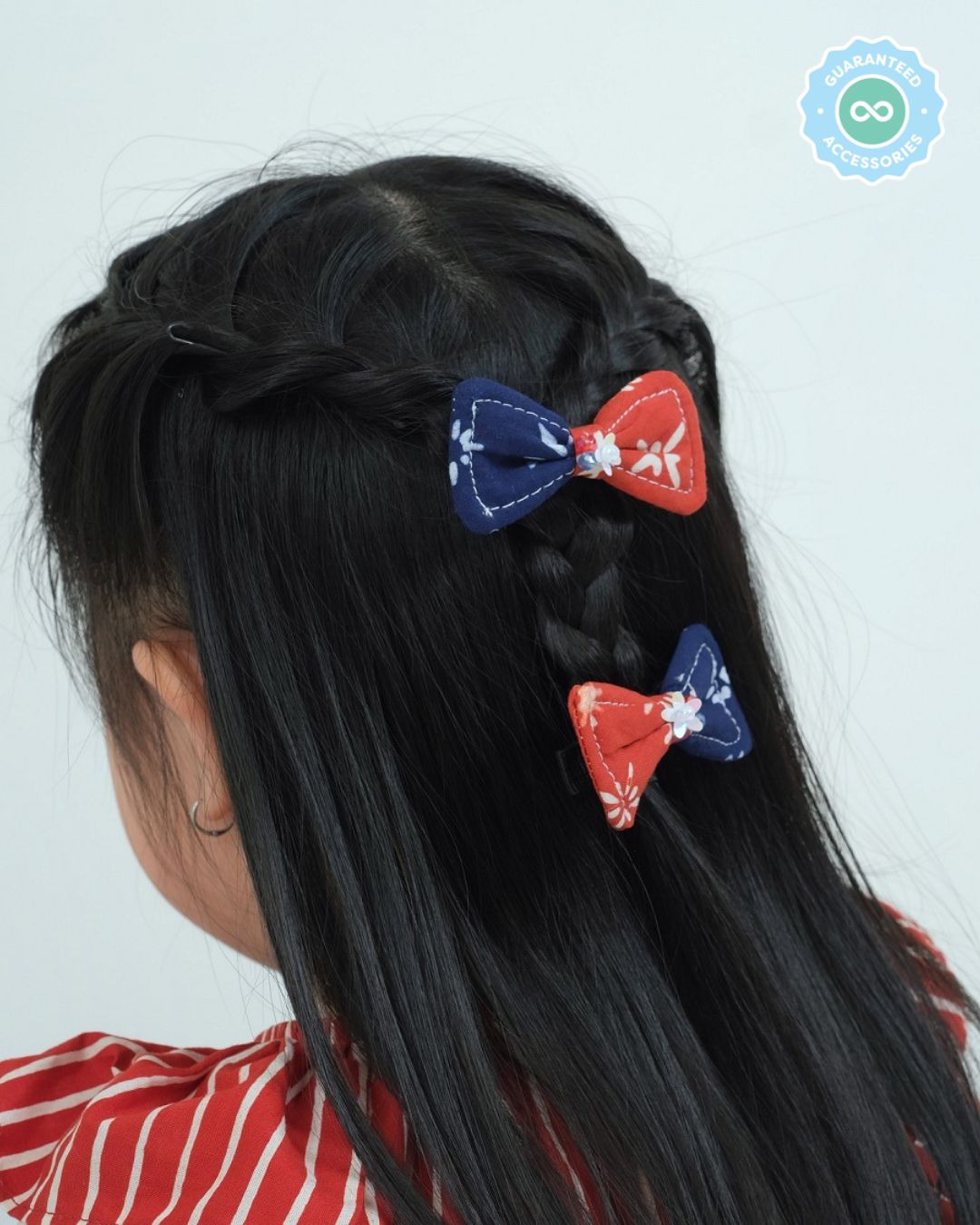 Girang Bow Hairpin in Navy-Red