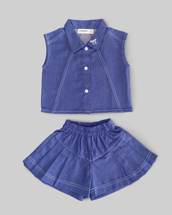 Lennox Denim Tennis Set in Light Denim