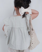 Inez Ruffle Sleeve Blouse in Matcha