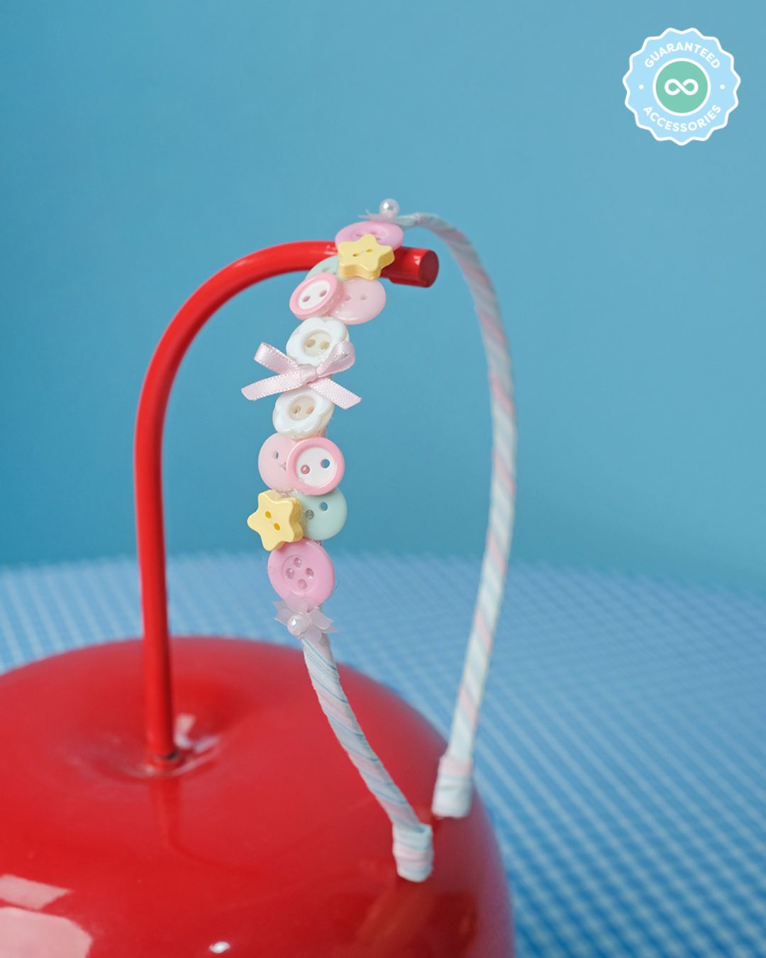 Sola Buttons Metal Headband in Pink