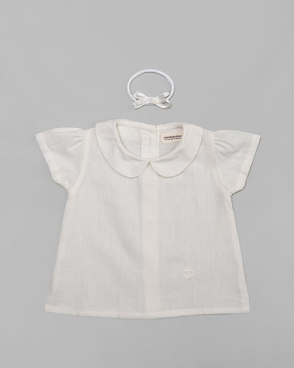 Basic : Peterpan Collar Top in Broken White