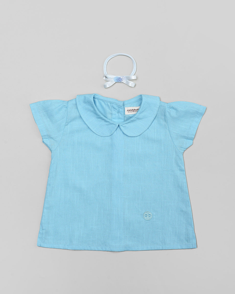 Basic : Peterpan Collar Top in Blue
