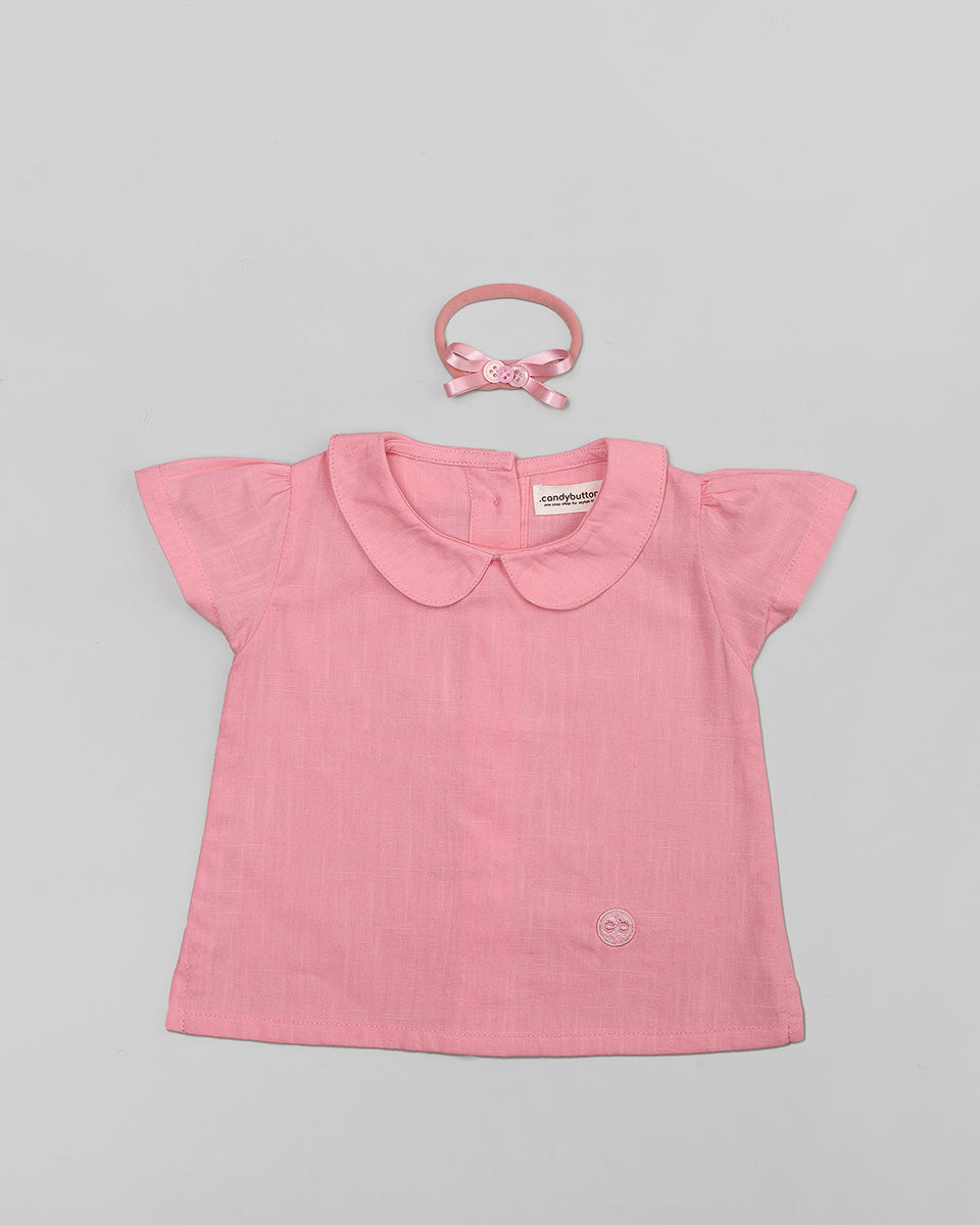 Basic : Peterpan Collar Top in Pink
