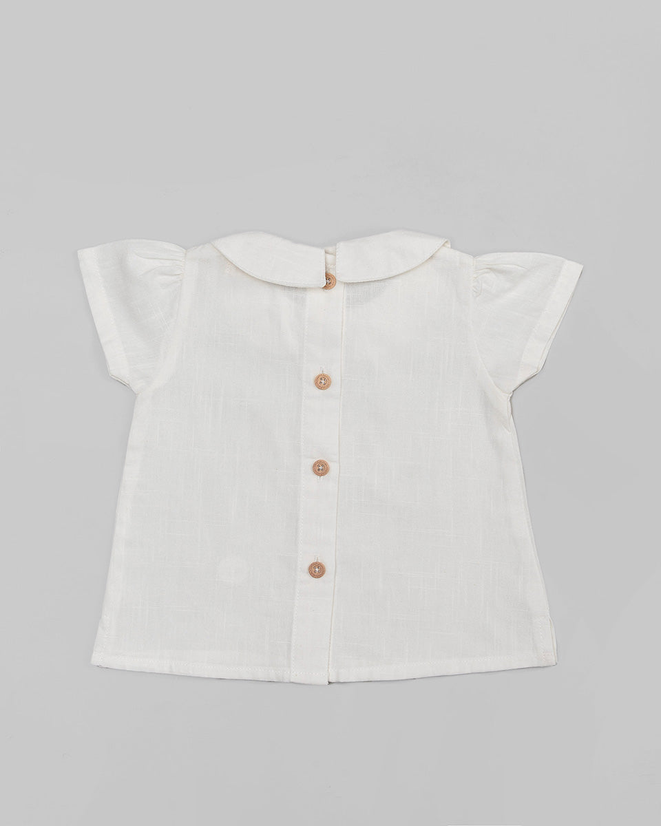 Basic : Peterpan Collar Top in Broken White