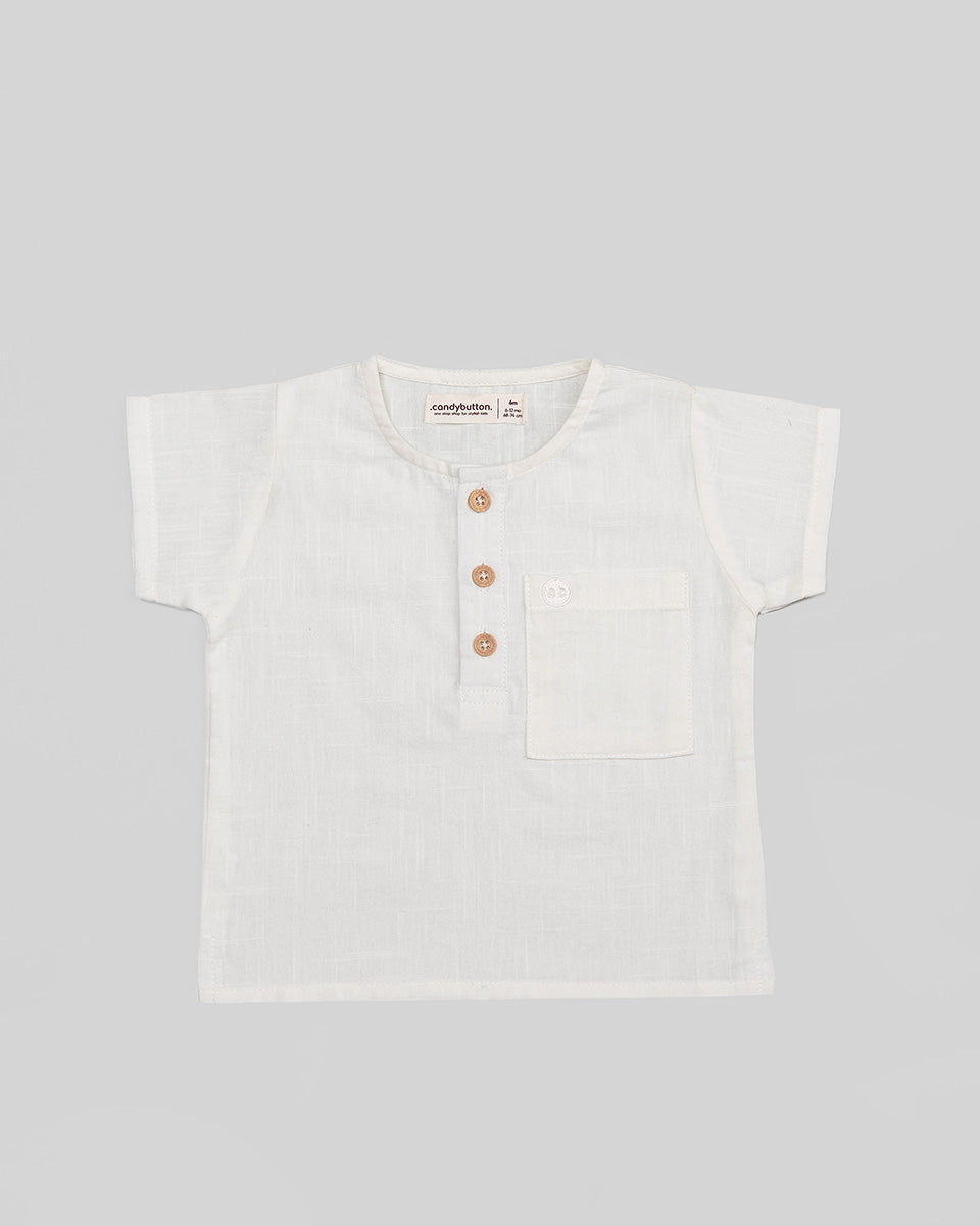 Basic : Henley Shirt in Broken White