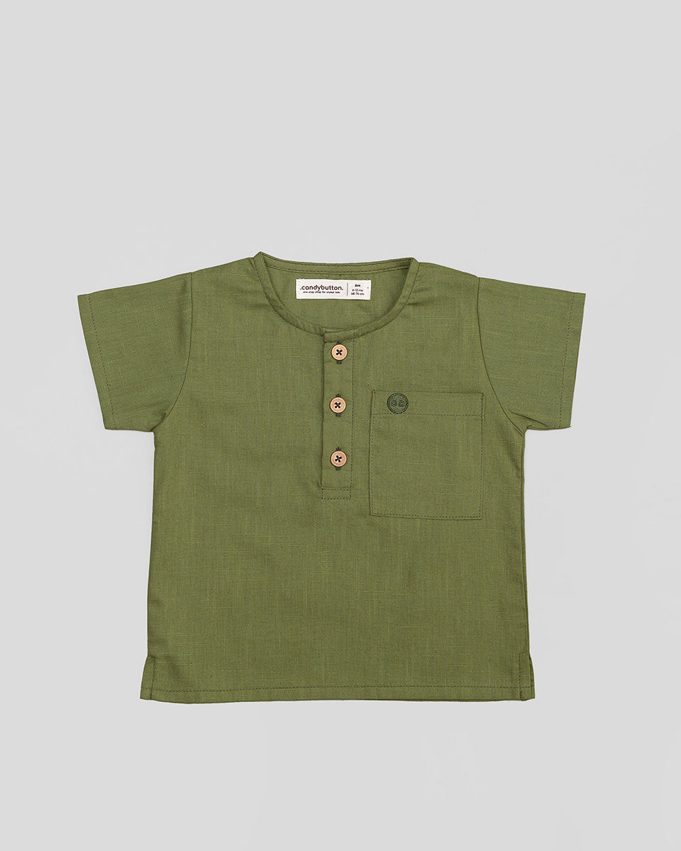 Basic : Henley Shirt in Olive
