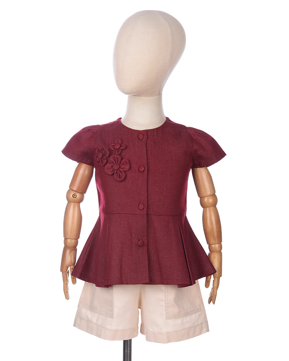 Faith Peplum Top in Maroon