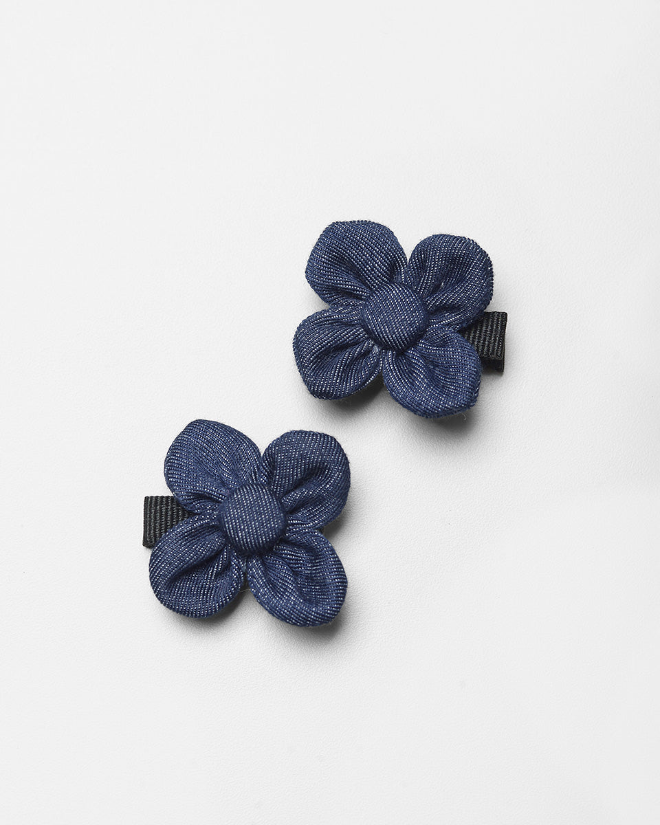 Tinsley Flower Hairpin in Dark Denim
