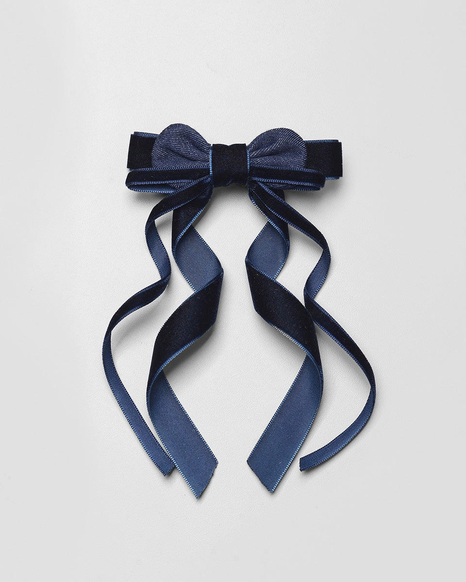 Mary Bow Hairpin in Dark Denim