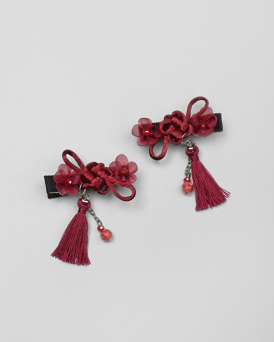 Fu Fu Knot Hairpin in Maroon