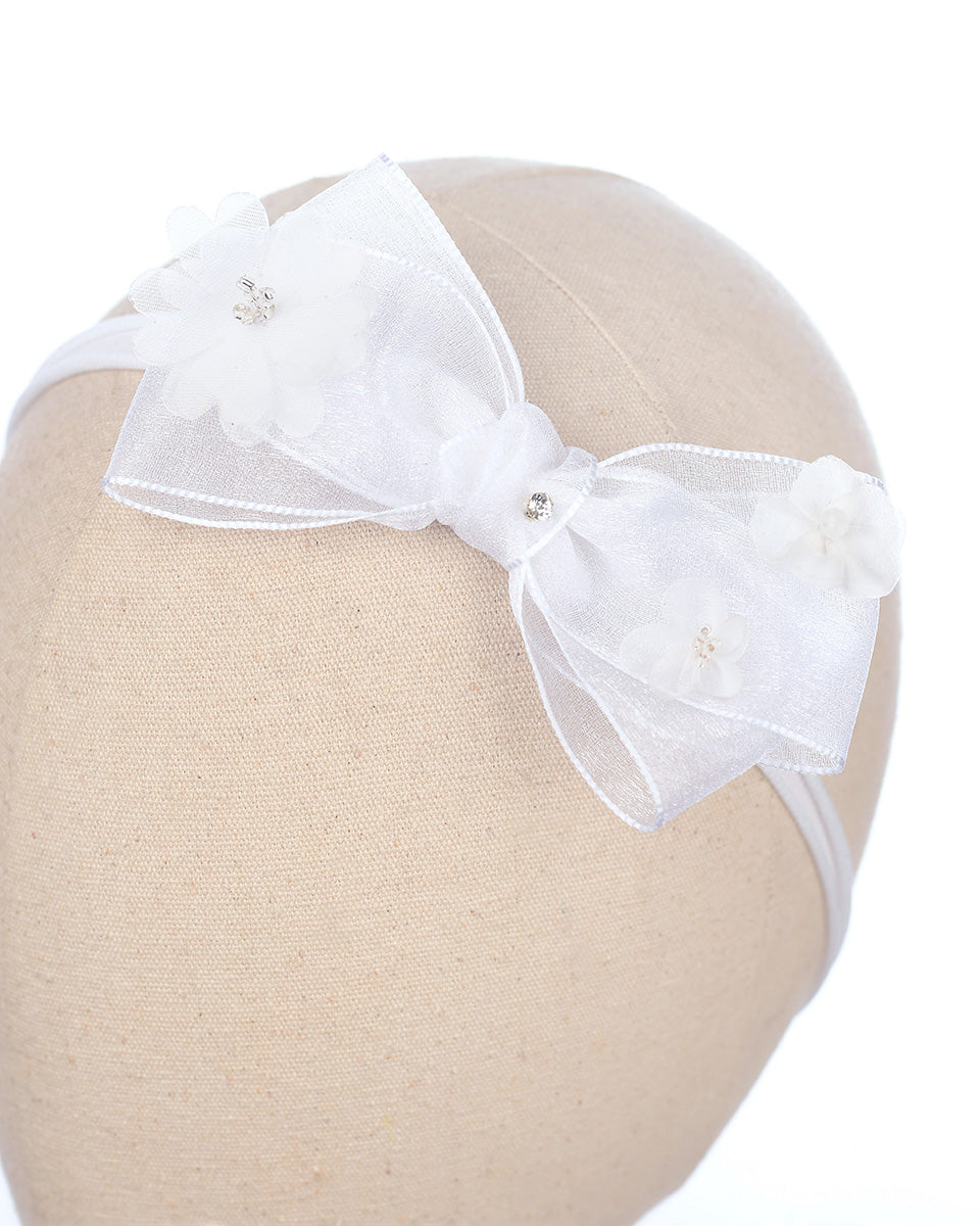 Eleni Bow Baby Headband in White
