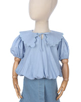 Manuela Scallop Blouse in Blue