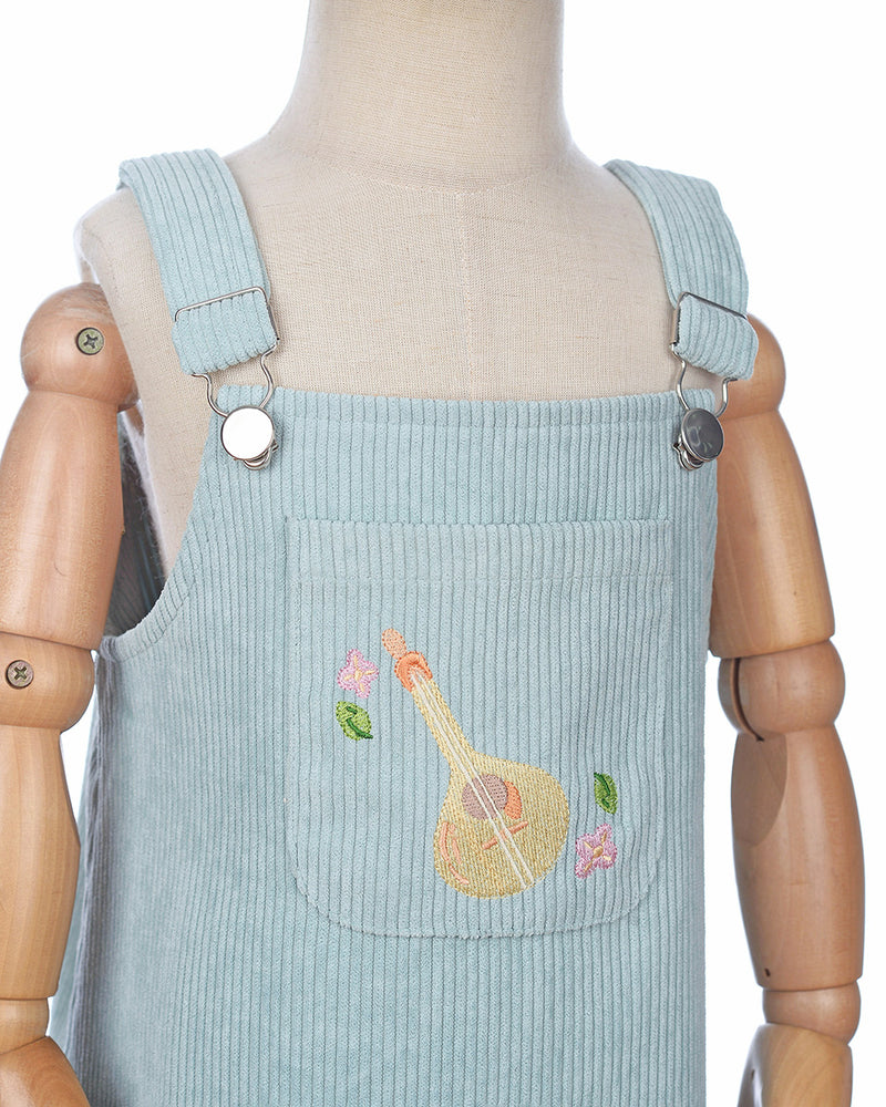 Portugese Embroidery Overall in Mint