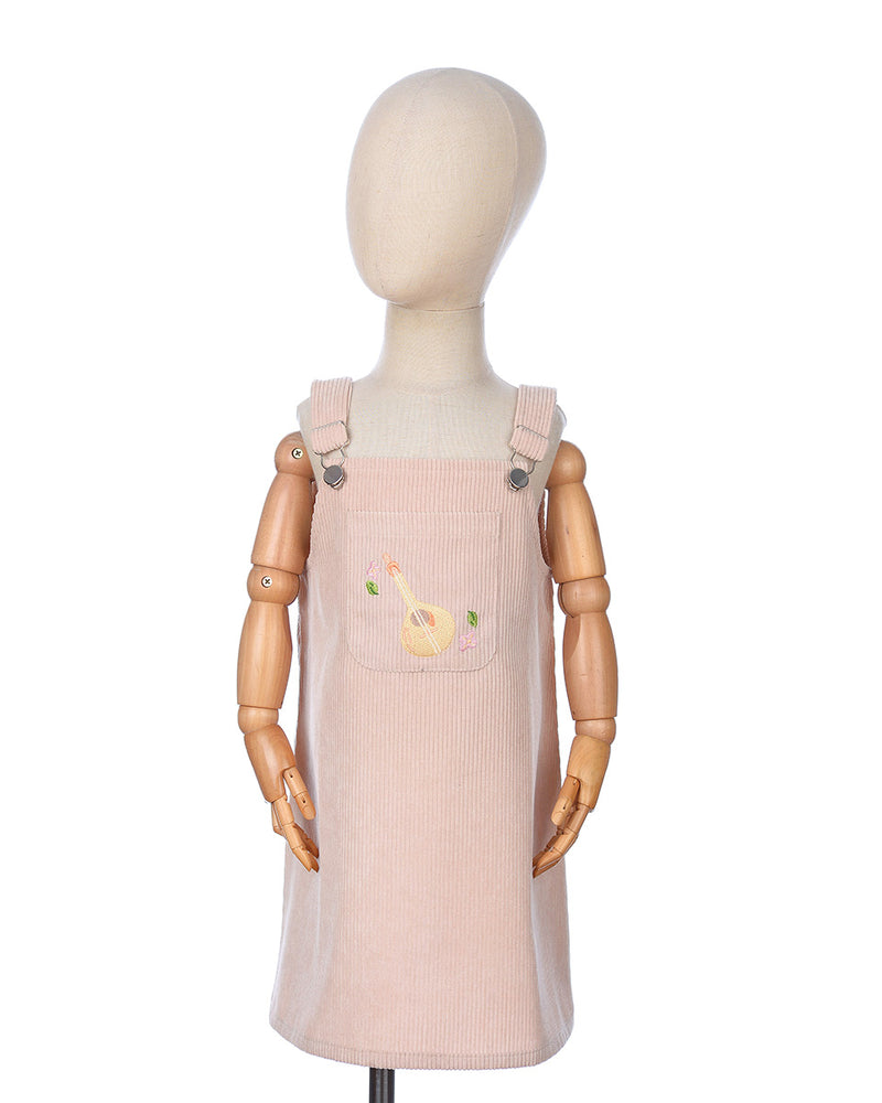 Portugese Embroidery Overall in Peach