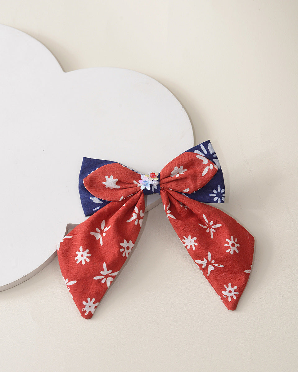 Gembira Large Bow Hairpin in Red
