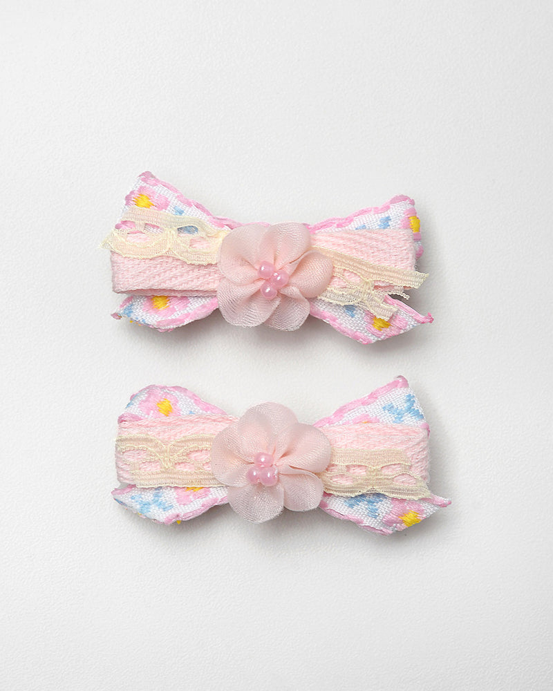 Fifi Bow Hairpin in Pink