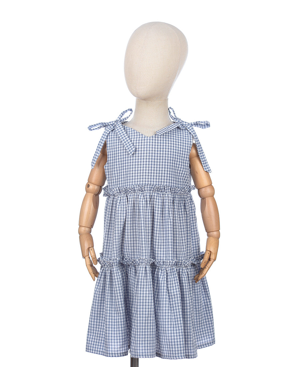 Algavre Summer Dress in Gingham Blue