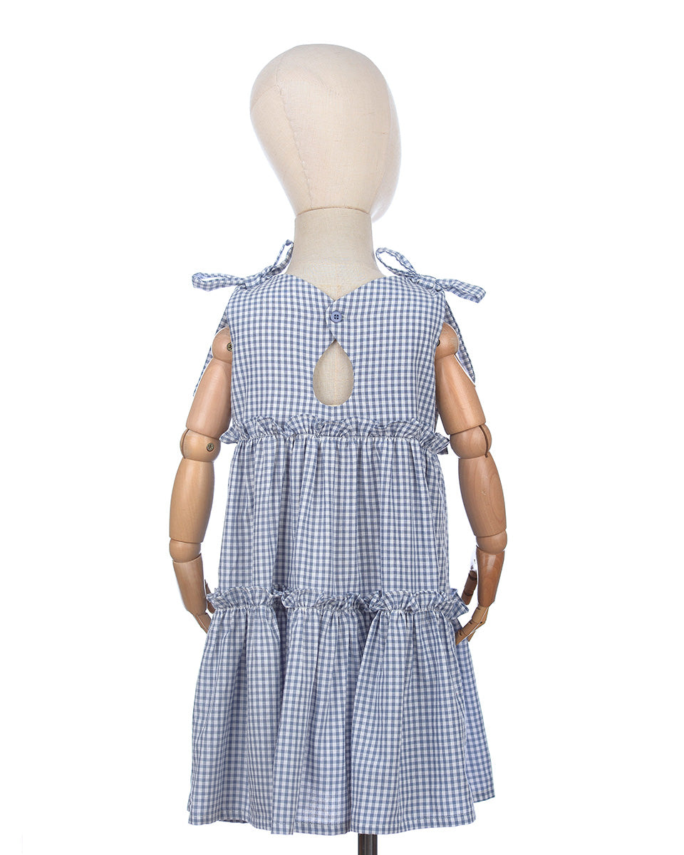 Algavre Summer Dress in Gingham Blue