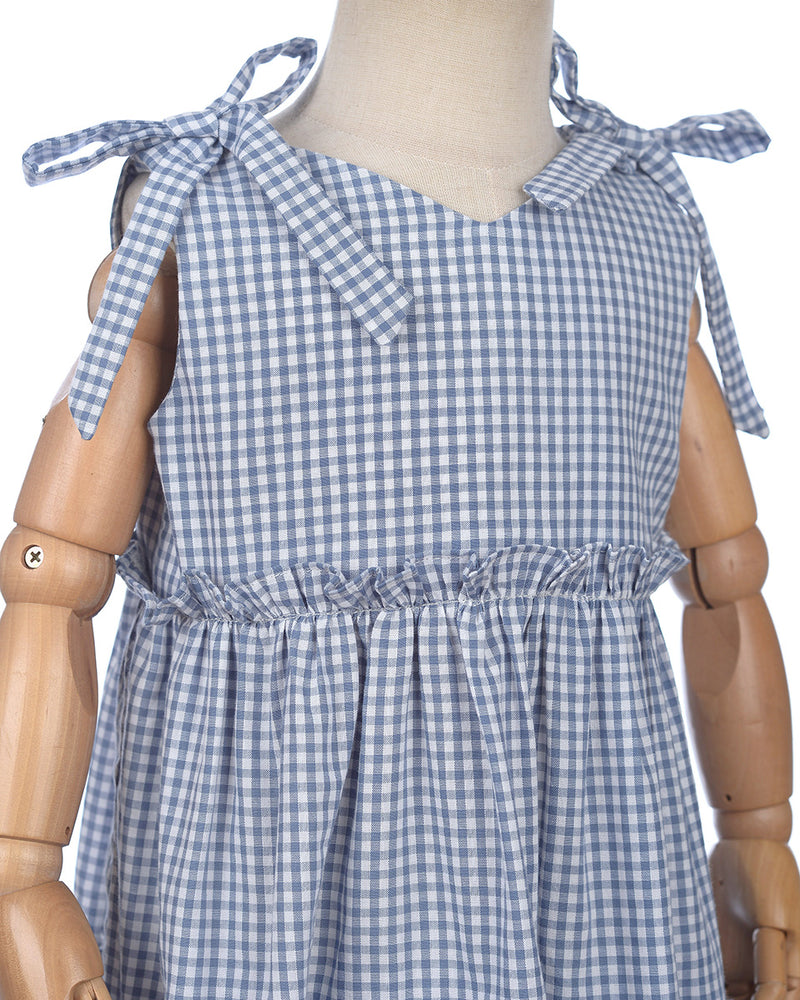 Algavre Summer Dress in Gingham Blue