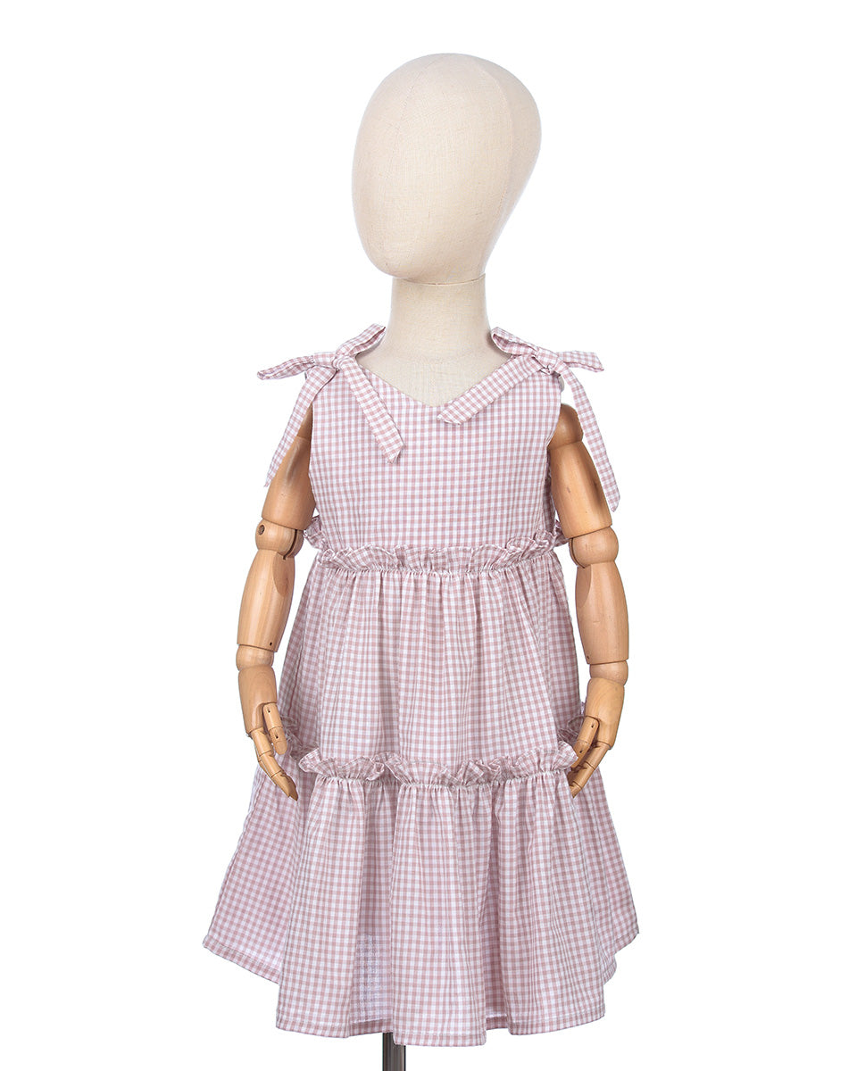 Algavre Summer Dress in Gingham Pink