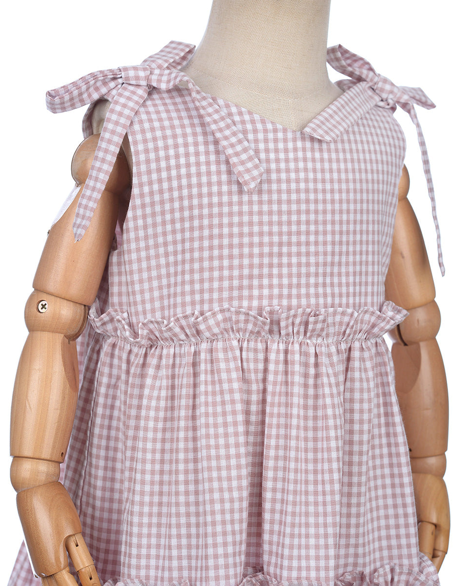 Algavre Summer Dress in Gingham Pink