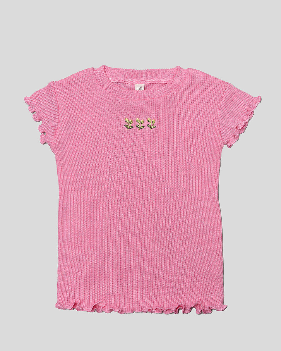 Catia Rib T-Shirt in Pink