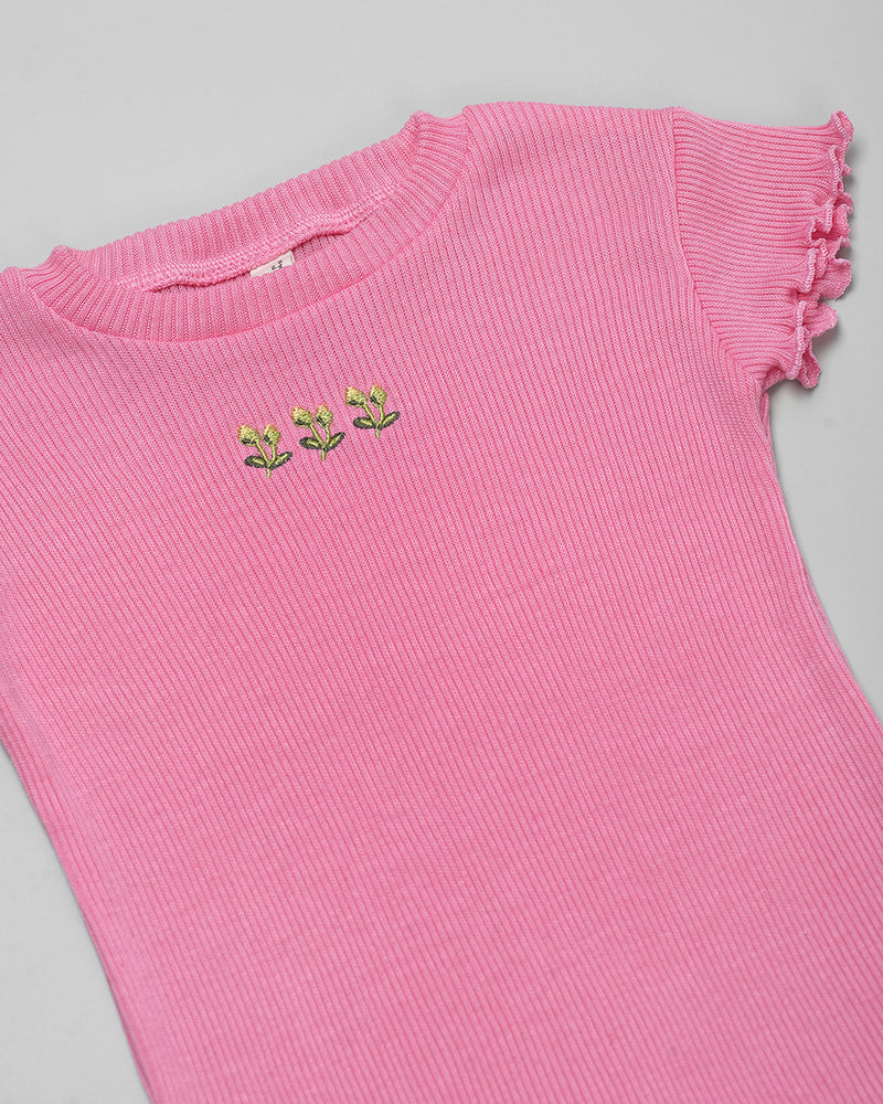 Catia Rib T-Shirt in Pink