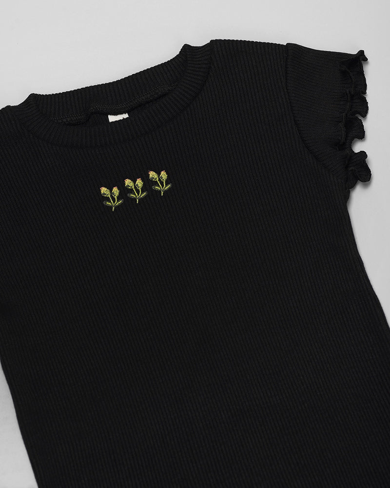 Catia Rib T-Shirt in Black