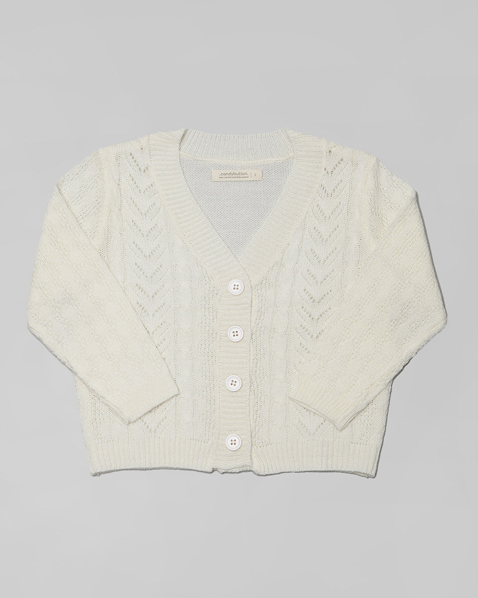 Emily V-Neck Cardigan in Broken White