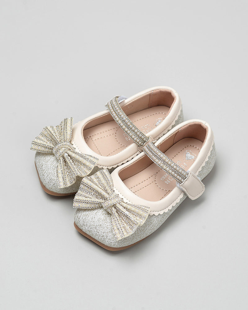 Kamelia Ballerina Bow Glitter in White