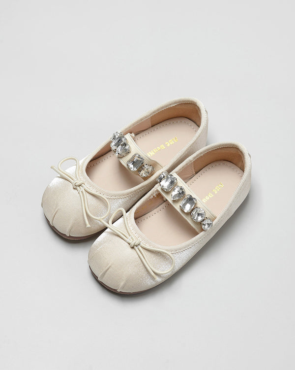 Cassia Crystal Ballerina Shoes in White