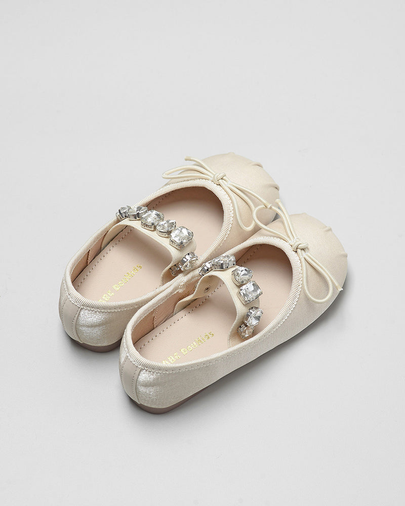 Cassia Crystal Ballerina Shoes in White