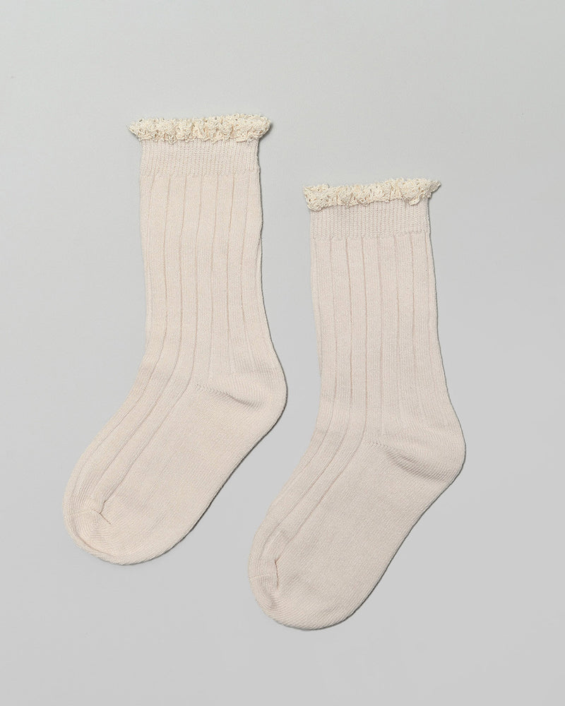 Odette Ruffle Socks in Cream