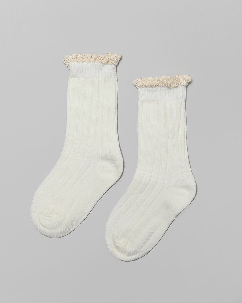 Odette Ruffle Socks in Broken White