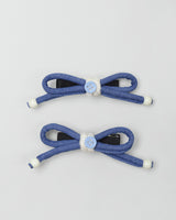 Indigo Bow Hairpin in Dark Denim