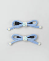 Indigo Bow Hairpin in Light Denim