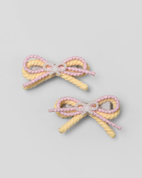 Vida Bow Mini Hairpin in Yellow