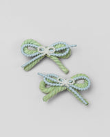 Vida Bow Mini Hairpin in Green