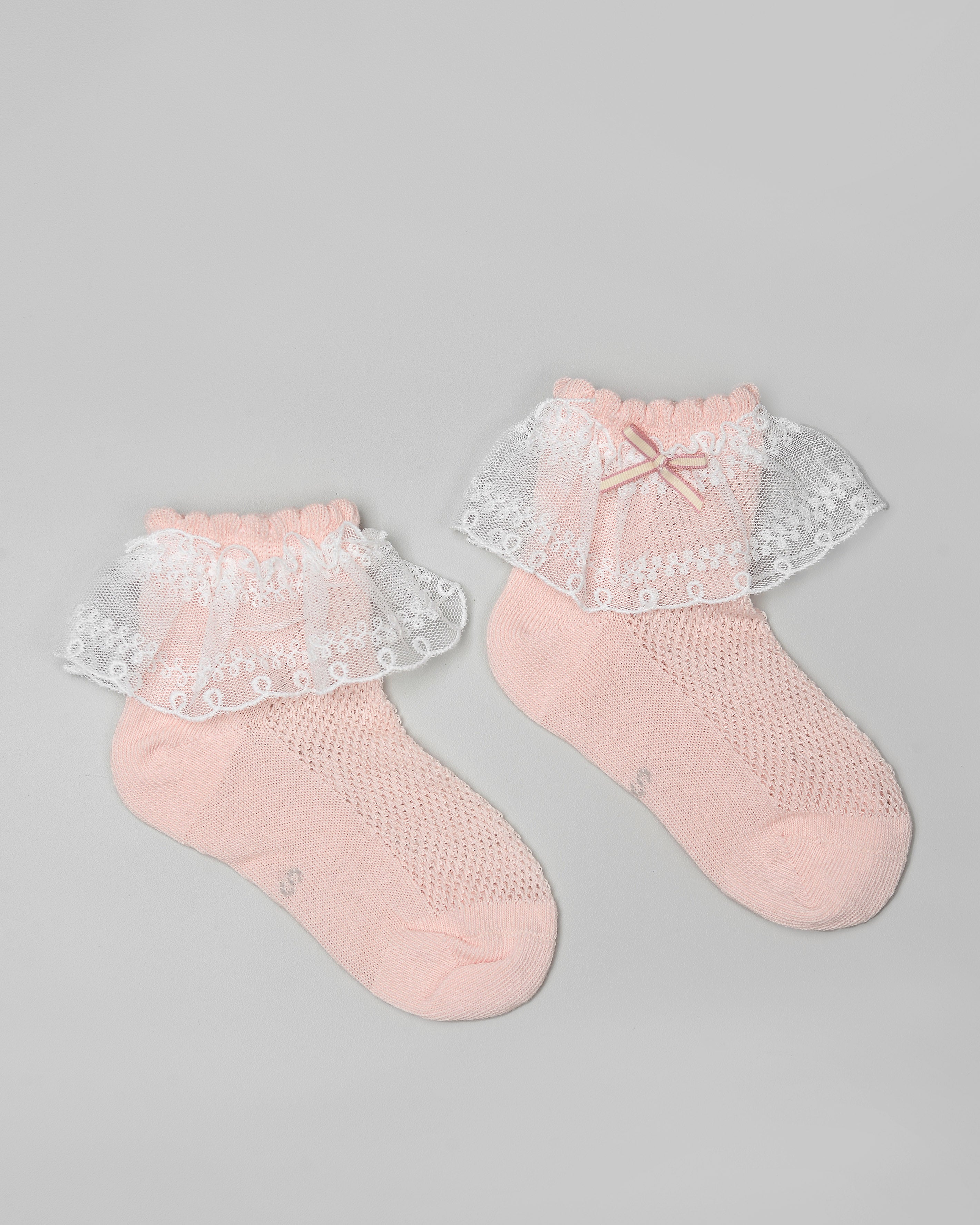 Camille Lace Socks in Peach