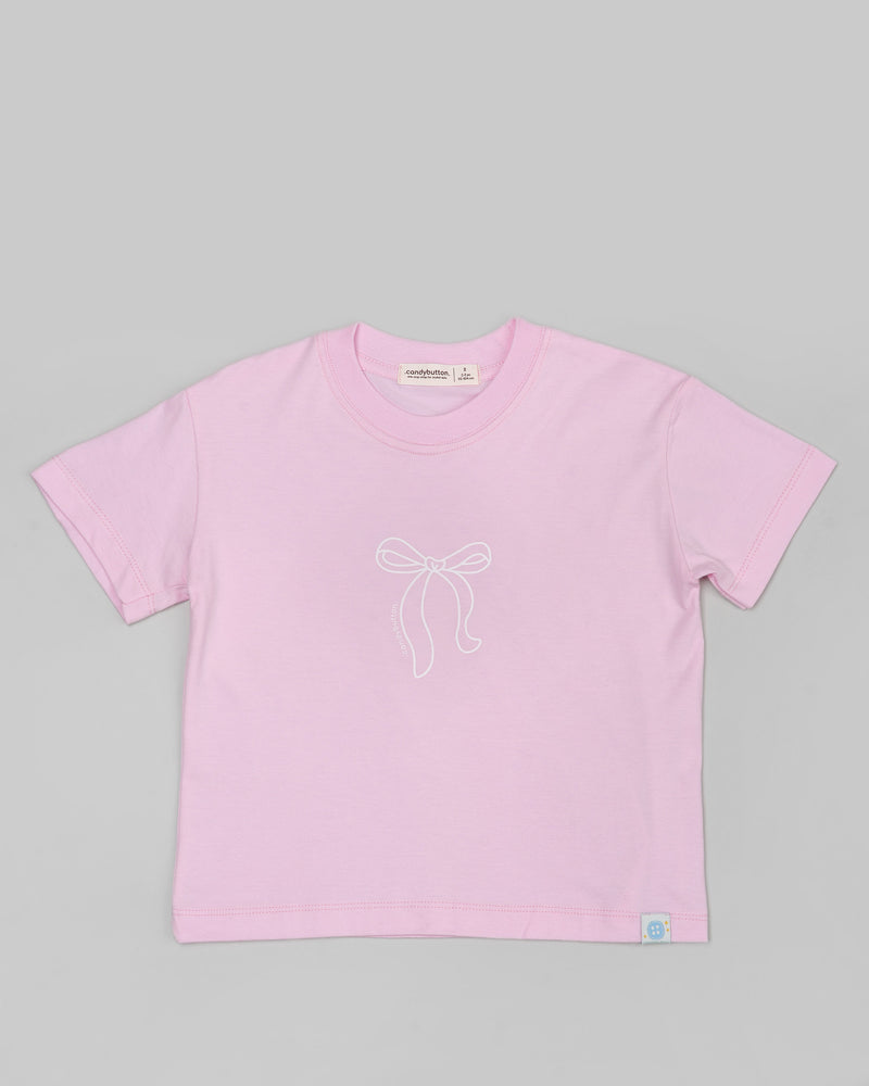 Ribbon T-shirt Girl in Pink