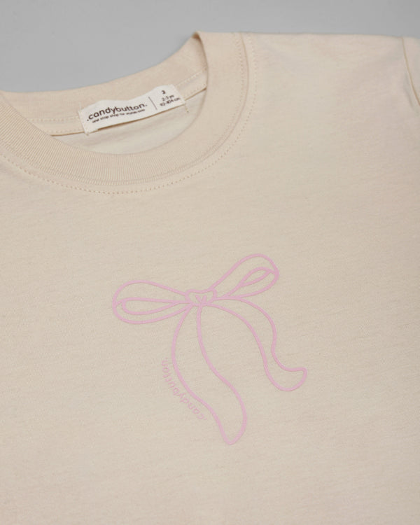 Ribbon T-shirt Girl in Cream