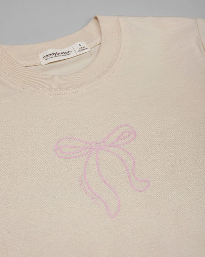 Ribbon T-shirt Girl in Cream