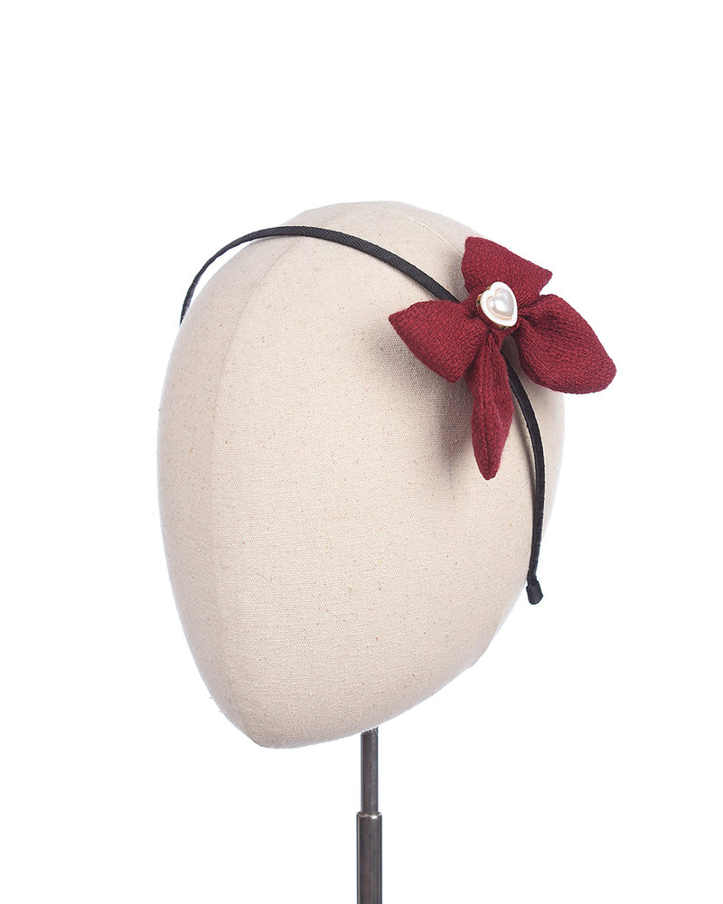 Amelie Tweed Bow Red