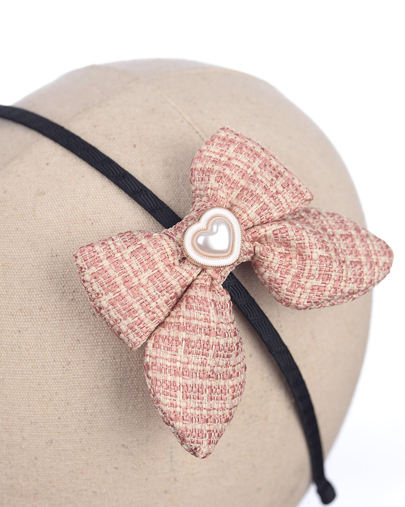 Amelie Tweed Bow Pink