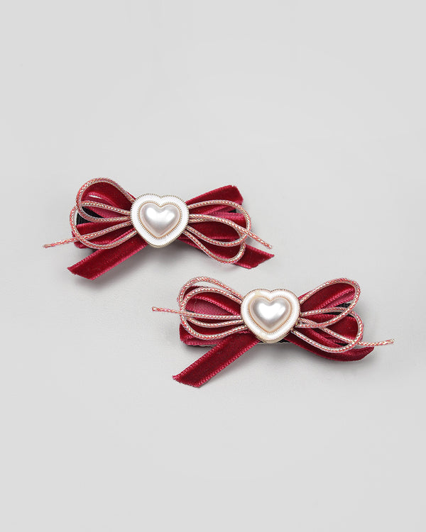 Aimee Bow Hairpin in Red