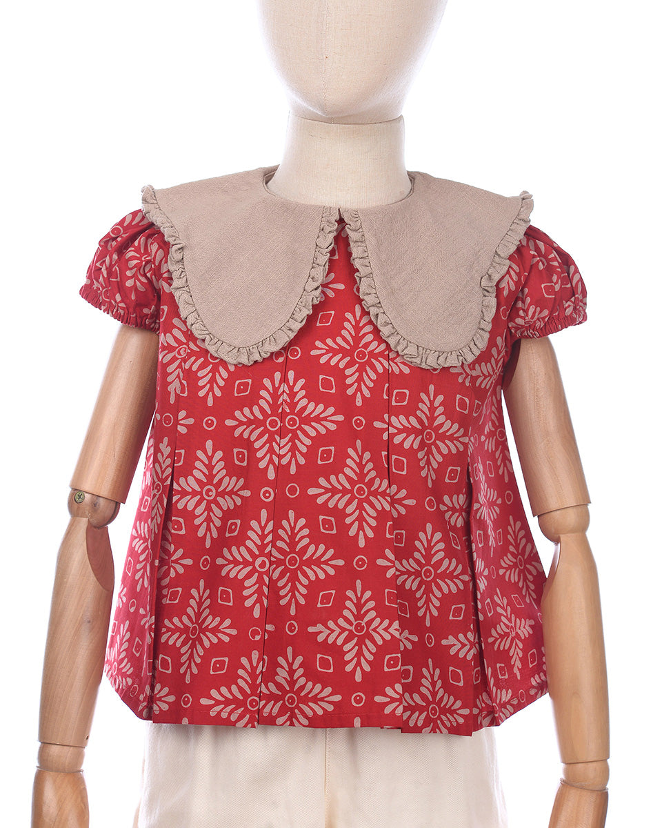 Lestari Batik Collar Blouse in Red