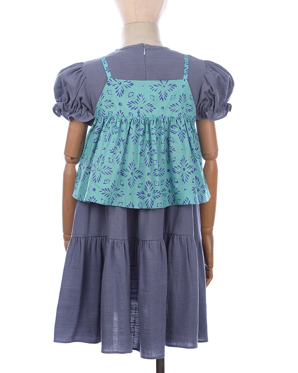 Merona Batik Set Dress in Aqua Slate